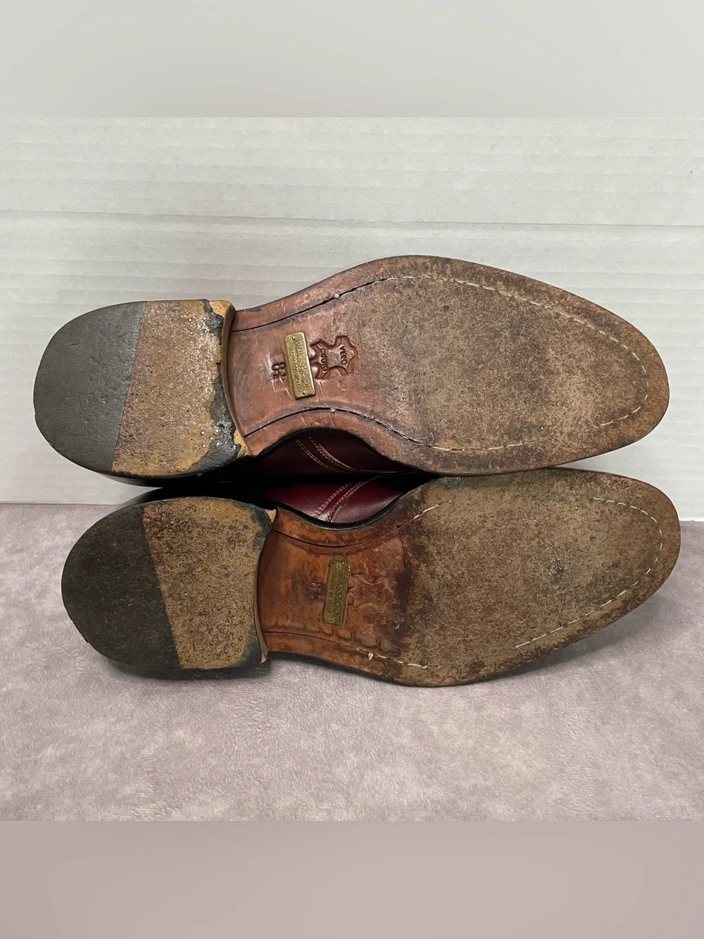 Brass Boot Dress Shoes Mens 8.5 M Burgundy Single Monk Strap Wingtip Shoes